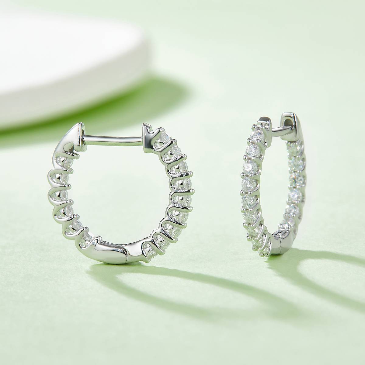Single Row Half Earrings S925 Silver Moissanite Grade D 0.45CT